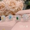 Anillo camelia Sena luz aguamarina femenino Vintage chapado en oro micro incrustado circón flor anillo de ensueño