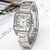 Reloj de acero para mujer con esfera cuadrada de personalidad estilo romano incrustaciones de diamantes fabricantes venta al por mayor