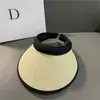 Sombrero para el Sol Verano para Mujer Parasol Resistente a los Rayos UV Parte Superior Vacía Sombrero de Concha de Goma Negra Ala Grande Parasol para la Cara Sombrero para Montar al Aire Libre