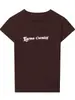2026 Verão Novo Estilo Simples Slim-Fit Manga Curta Estampado com Letras Gola Redonda Camiseta Top Casual 2 Cores Estilo Europeu e Americano