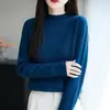 Camiseta base de punto de terciopelo Andy de cuello medio alto de una pieza para otoño e invierno, suéter para mujer, tejido interior holgado para comercio exterior