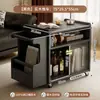 Mesa Lateral Móvil Gabinete Lateral para Sofá Gabinete Lateral Sala de Estar Gabinete de Almacenamiento para el Hogar Estante de Almacenamiento Mesa de Café de Madera Maciza Carrito de Mesa