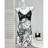 Vestido de Noche de Encaje Hueco de Lujo con Tirantes Star Garden, con Almohadilla en el Pecho, para Primavera y Verano, Seda Helada, Fresco y Cómodo, Ropa de Casa