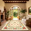 Alfombra de Piso de Terciopelo Floral Vintage para Sala de Estar y Dormitorio del Hogar, Alfombra Decorativa Resistente al Desgaste, Felpudo Antideslizante Absorbente de Agua, Alfombra Resistente a la Suciedad