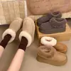 Nuevos Zapatos de Algodón Grueso de Felpa Otoño/Invierno 2026 Botas de Nieve de Tela Suela Gruesa Zapatos Integrados de Cuero y Piel Cálidos