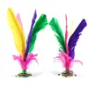 Volante de pluma de ganso para estudiantes de primaria y secundaria, volante colorido de flor grande, volante de pluma para niños, pluma colorida de pollo, base de tendón de res, volante de competición