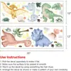Adesivos de Parede de Dinossauro e Planta em Aquarela Desenho Animado Tiranossauro Triceratops Pterodáctilo Adesivos de Parede Autoadesivos Adesivos de PVC Removíveis