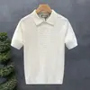 Camisa polo, camisa de punto, camiseta de manga corta para hombre, patrón de rombos calados, estilo old money, seda helada transpirable, verano, venta al por mayor de fábrica transfronteriza