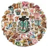 50 pegatinas originales de dibujos animados de botas de vaquero transfronterizas para decorar guitarras, patinetas, equipaje, botellas de agua, agendas, cascos y coches