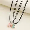 Collares de Pareja con Huella de Corazón Europeos y Americanos Más Vendidos Transfronterizos Colgantes de Amor con Diamantes Aleación Regalo del Día de San Valentín Venta al por Mayor