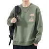 Coleção Outono 2026: Moletom Masculino de Corte Solto, Versátil, com Estampa, Gola Redonda, Casaco Casual Estudantil Estilo Japonês