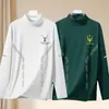 Tops de otoño e invierno con cuello semi-alto, forro polar de doble cara, capa interior ajustada de negocios, camiseta base cálida, camiseta de manga larga para hombre