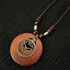 Amazon Transfronterizo Nuevo Retro Algodón y Lino Accesorios Estilo Étnico Madera Largo Cadena de Suéter para Mujer Aleación Hoja Collar
