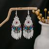 Pendientes con borlas de plata estilo étnico Miao, pendientes con borlas de turquesa bohemios, pendientes con atracciones turísticas de minorías étnicas
