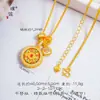 Collar Rotatorio Puzuo Color Fuerte que Conserva el Color, Chapado en Oro, Incrustado con Diamantes Rojos y Azules, Brújula de Ocho Tesoros de Burbuja para Mujer, Nueva Cadena para Clavícula Giratoria Estilo Chino
