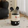 Cubo de basura doméstico con tapa abatible, lindo diseño de orejas de conejo de dibujos animados, gran capacidad, para sala de estar, dormitorio, cubo de almacenamiento multifuncional