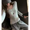 Camisetas Básicas de Manga Larga para Mujer Otoño e Invierno 2025 Nuevos Estilo Coreano Versátiles Color Sólido de Alta Gama Hombro Derecho