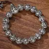 Pulsera Retro de Plata Tailandesa con Seis Caracteres Mantra y Cuentas de Buda, Moderna y Sencilla, Pulsera Trenzada con Sutra del Corazón Joyería para Hombres, Mujeres y Parejas