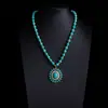 Collar Turquesa Estilo Étnico Retro Bohemio Collar Apilado Estilo Vaquero Occidental Cadena de Suéter de Alta Gama