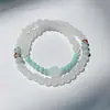 "Um Corante para Verde" Pulseira de Contas Imitação Esmeralda de Tianshan Pedra Shoushan Pulseira de Duplo Círculo Novo Chinês Retro Diária Versátil