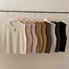 Chaleco de Punto Corto con Cuello Redondo y Media Cremallera para Mujer, Ajuste Holgado para Primavera y Otoño, Chaleco Suéter Pullover de Color Sólido para Superponer, Estilo Delgado