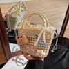 Bolsa de Palha Trançada Design de Nicho Feminina Primavera e Verão 2025 Nova Bolsa Transversal Versátil Mini Bolsa de Praia para Férias na Beira-Mar