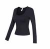 Top Deportivo de Yoga Transfronterizo con Almohadillas en el Pecho, Cuello en U Adelgazante, Manga Larga de Pilates, Costilla de Alta Elasticidad