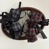 Pinza de plátano de cinta de lazo a cuadros de color retro coreano, pinza versátil de tela estilo perezoso para cola de caballo con un toque de alta gama