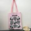 Bolsa de Tricô Ins Desenho Panda Feminina Bolsa de Mão Fashionável para Carregar na Mão Grande Capacidade Bolsa de Ombro Bolsa Transversal Bolsa