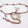 Cinturón de cuerda de algodón para mujer, accesorios retro de alta gama, decoración con falda, cuerda de cintura étnica, beige, combinación de moda para jeans
