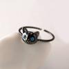 Anillo de gatito de ojos azules Anillo de gato de circón con incrustaciones creativas de personalidad dulce y linda japonesa y coreana suministro al por mayor