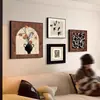 Pintura Decorativa de Sala de Estar de Alto Padrão Estilo Vintage, Mural de Arte Abstrata para Parede de Fundo de Sofá, Pintura Pendurada Combinada Retro Francesa