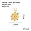 Suministro Transfronterizo Colgante de Girasol Moneda Vintage Conector con Forma de RV Colgante Incrustado de Circonita Accesorios para Manualidades