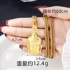 Collar con Cabeza de Buda de Estilo Étnico Dorado Arena Vietnamita, Cadena de Cuentas Redondas de Buda Maitreya de Estilo Antiguo Versátil, Colgante de Aleación de Cobre