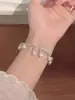 Pulseira de jade com flores desabrochando estilo chinês, temperamento de alta qualidade, combina com tudo, etiqueta com palavra da sorte, pulseira de presente para namoradas