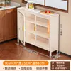 Prateleira de armazenamento para cozinha de chão, armário de armazenamento multicamadas, para eletrodomésticos pequenos, prateleira de armazenamento para panelas e frigideiras, aparador de pedra sinterizada extremamente estreito montado na parede