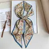 Lenço de seda estampado estilo coreano cachecol estreito cachecol de seda dupla camada cachecol dupla face cachecol longo gravata cabelo elegante lenço de cabeça bolsa de gravata feminina para o verão