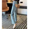 Jeans de Cigarrillo Divididos por Color Claro para Mujer Pantalones de Otoño 2024 Modernos Combinan con Todo Nueva Llegada Pantalones Rectos Recortados