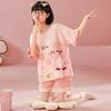 Pijamas de Desenho Animado para Meninas Verão Manga Curta Shorts Algodão Puro Meninas Meninas Crianças Médias e Grandes Roupas de Casa Infantil Conjuntos Infantis Atacado