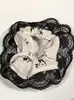 Elástico de Cabelo Scrunchie Listrado com Renda Estilo Coreano para Mulheres, Acessório de Cabelo Suave e Elegante, Elástico de Cabelo Scrunchie Estilo Coreano