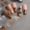 2025 Pegatinas Transfronterizas para Uñas Nuevo Estilo Caliente Europeo y Americano Halloween Murciélago Fantasma Telaraña Brillo Pegatinas para Uñas