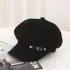 Boina de pico de pato para otoño e invierno, sombrero octagonal estilo coreano, gorra de pintor newsboy retro británica para adelgazar el rostro de mujer