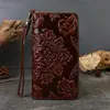 Billetera Nueva para Mujer 2025 Cartera Corta de Piel Genuina Piel de Vaca de Primera Capa Estampada Estilo Chino Retro Billetera para Monedas Multifuncional