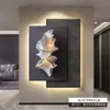 Pintura Decorativa Sencilla de Lujo Ligero para Entrada Pintura Colgante de Sala de Estar de Alto Nivel Relieve Estereoscópico Pared de Fondo de Sofá Mural de Entrada