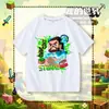 Camiseta Infantil de Manga Curta My World Steve para Meninos e Meninas, Verão, Algodão Puro, Desenho Animado, Estilosa, Casual, Manga Meia