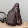 Bolsa de Peito Masculina Bolsa Transversal Bolsa de Peito Grande Capacidade Zíper de Camada Dupla Casual Bolsa de Ombro Mochila Masculina Tendência