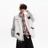 Sudadera con Bordado de Perro Diseño Otoño Invierno Estilo Americano Chaqueta Cardigan para Pareja Chaqueta Estilo Perezoso Clenafit