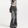 Calça Jeans Flare de Cintura Alta para Mulheres, Tendência Versátil Verão 2026 Novo Estilo, Calça Versátil Emagrecedora Bootcut Comprimento Total