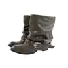 Primer Encuentro Otoño/Invierno 2026 Botines Vaqueros para Mujer, Diseño de Tacón Grueso, Botas de Montar de Punta Puntiaguda Fruncidas, Botas tipo Legging