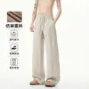 Pantalones Casuales Rectos Ligeros Transpirables Estilo Retro Americano Lino Sintético Calidad Tiktok Nuevos de Verano para Hombre Pantalones Largos de Gama Alta